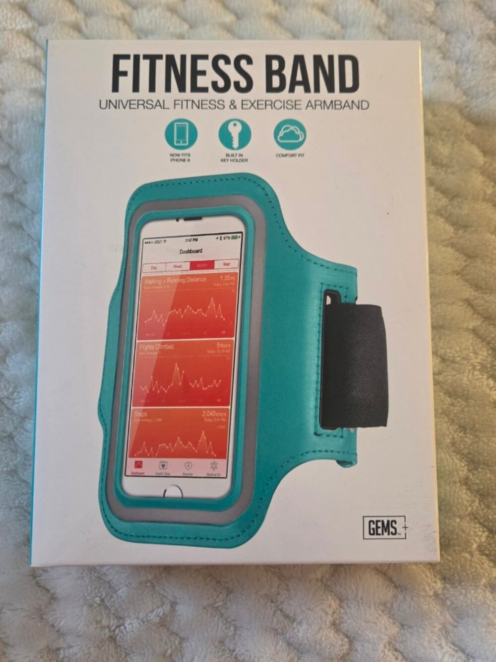 GEMS Fitness Band Phone Armband Teal NEW iPhone 6 6S SE 5S Running Exercise